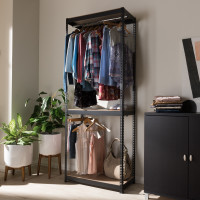 Baxton Studio BH06-Black-Shelf Gavin Black Metal 3-Shelf Closet Storage Racking Organizer